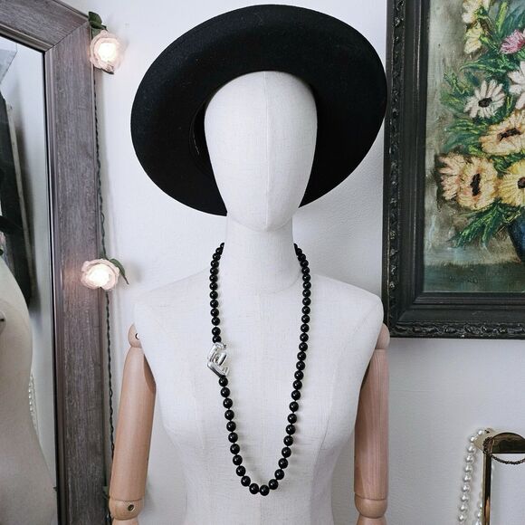 Vintage 1986 Tiffany & Co Paloma Picasso Silver Square Toggle Onyx Bead Necklace - Picture 12 of 15